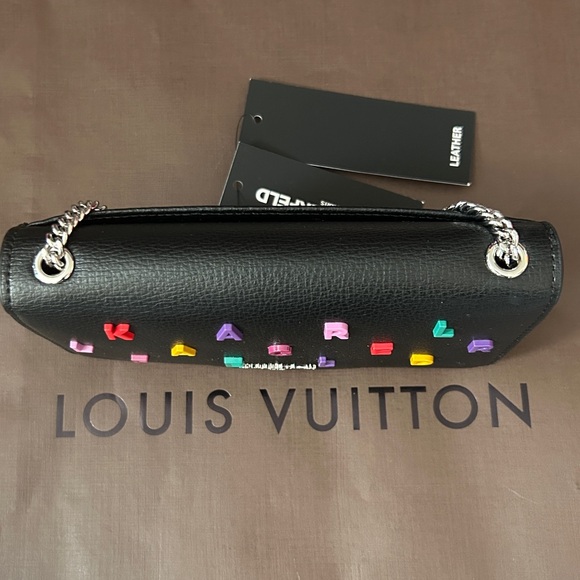 NWT KARL LAGERFELD PARISKosette Shoulder Bag   BLACK w color letters - Picture 6 of 13